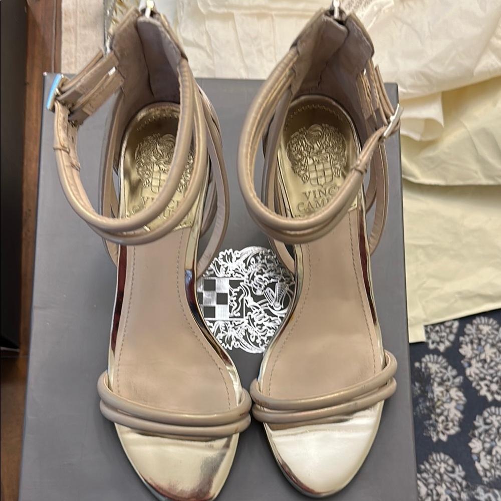 Vince Camuto Beige Strappy Sandals